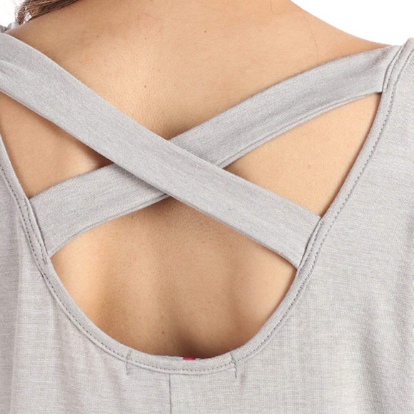 💥 SALE Open Cross Back Relaxed Fit Drapey Tee - Picture 3 of 4